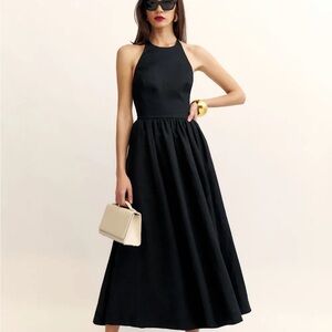 Reformation Percy Linen Dress Black - Size 4